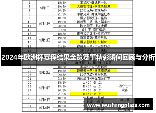 2024年欧洲杯赛程结果全览赛事精彩瞬间回顾与分析